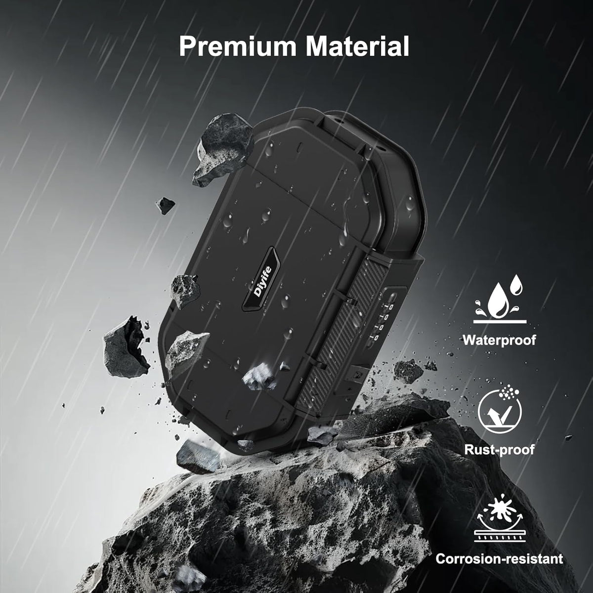 Diyife Portable Safe Box, [Waterproof] Travel Safe Lock Box with Code