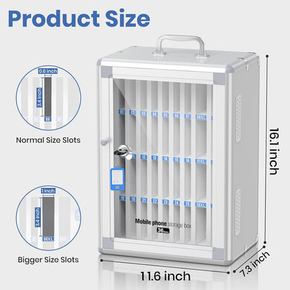 36 Slots Cell Phone Locker for Classroom, Portable Mobile Phone Storage Box with 【2 Different Size Slots】, Phone Lock Box Wall Mounted (Black)