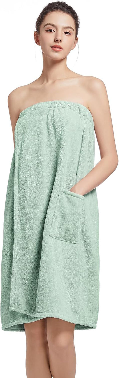 Women'S Soft Wrap Towel Full Length，Bath Robe After Shower Female Plush Long，Spa Bathrobes Lightweight With Pockets