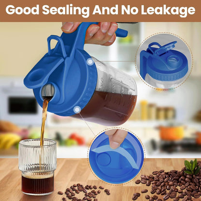 Cold Brew Coffee Maker,64 oz Mason Jar Pitcher with Stainless Steel Filter, Pour Spout Handle Lid, Heavy Duty Glass Airtight & Leak-Proof for Iced Coffee,Tea & Lemonade