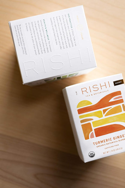 Rishi Tea Turmeric Ginger Herbal Tea - Organic Sachet Bags, Caffeine Free Blend with Spicy Ginger & Citrus, Hot or Iced - 50 Count (Pack of 1)