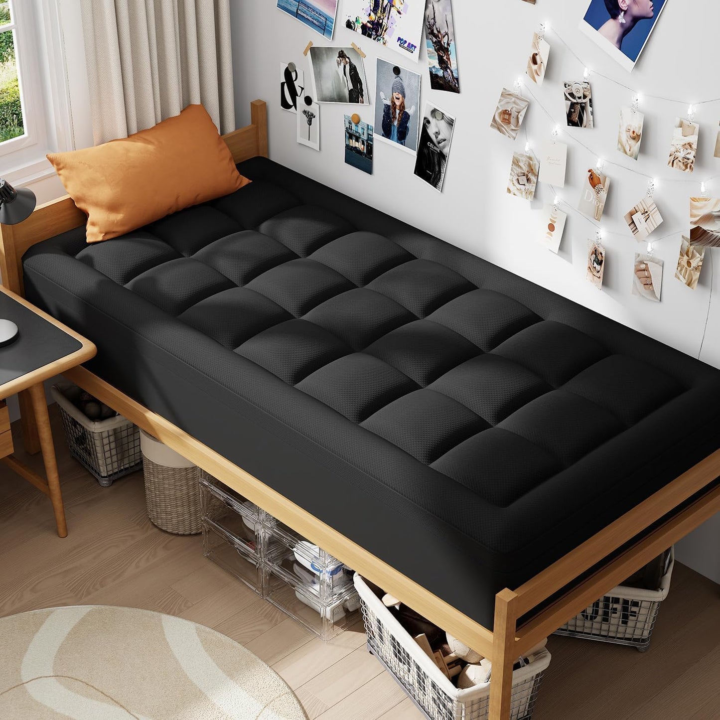 ELEMUSE Twin XL Dorm Dual Layer 3 Inch Memory Foam Mattress Topper for College, Dorm Room Essentials, 2 Inch Cooling Gel Foam and 1 Inch Soft Pillow Top Bed Pad,Back to School Comfortable Support
