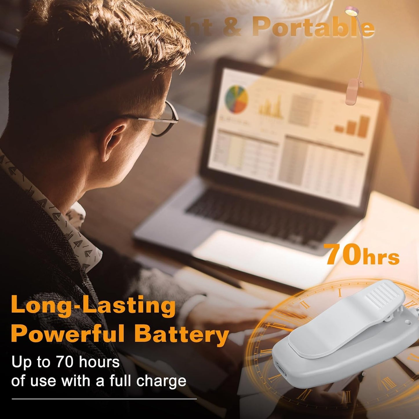 KTEBO 2 Pack Rechargeable Book Light Clip-On Reading Light for Books in Bed | 9 eye-friendly modes from 3 color temperatures and 3 brightness, USB-C up to 30 hrs - Black & Black