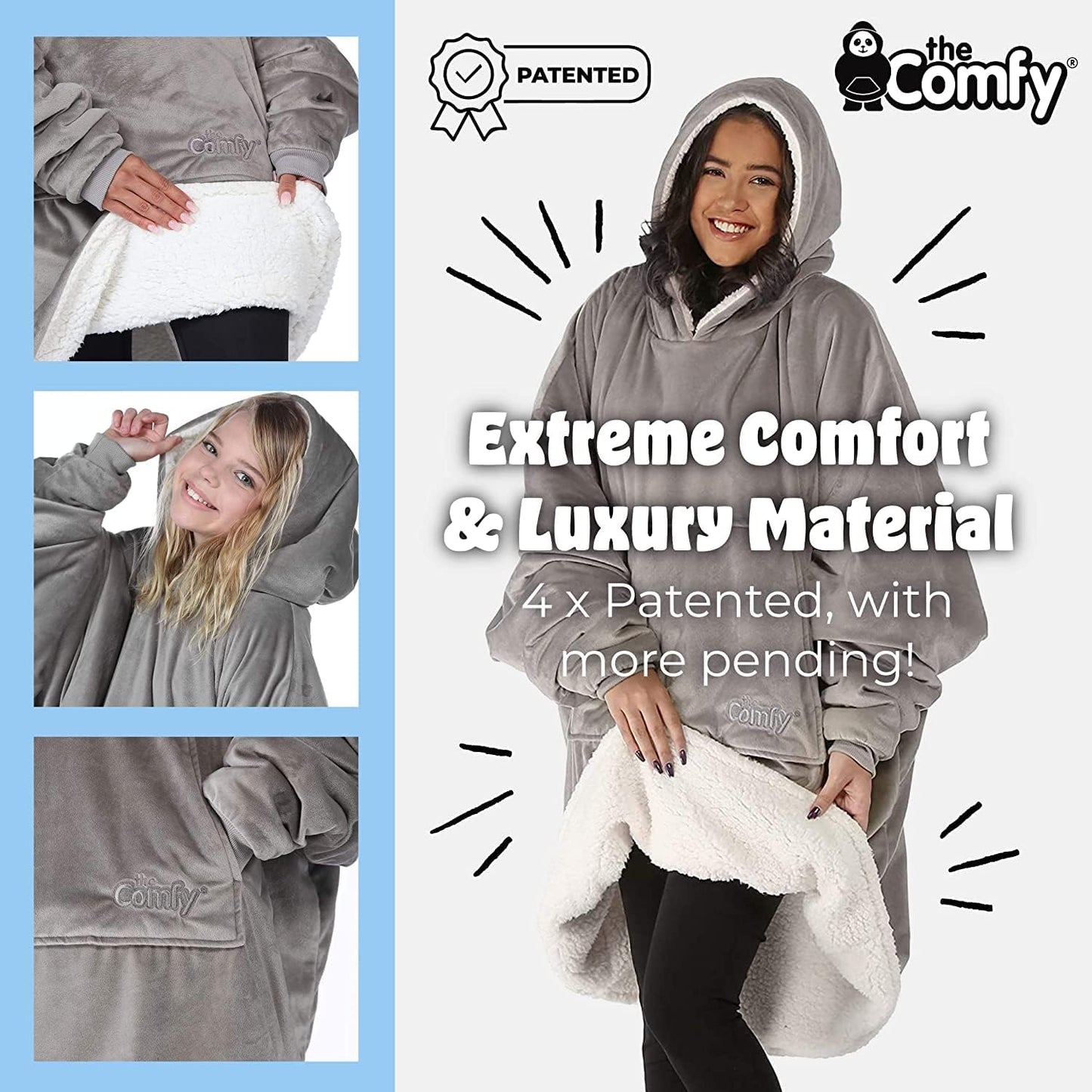 THE COMFY Original | From Shark Tank | Patented | Oversized Sherpa Wearable Blanket Hoodie| Gift for Women & Men | One Size