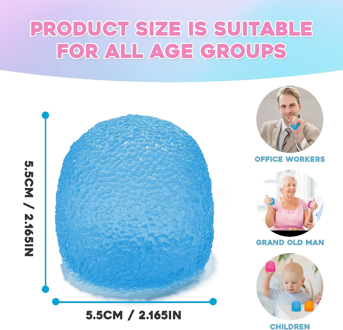 Stress Balls-Gumdrop Squishy Stress for Kids and Adults, Super Solid Squeeze Ball, Sensory for Stress Relief, Birthday, Easter Basket Stuffers and Party Favors (Blue)