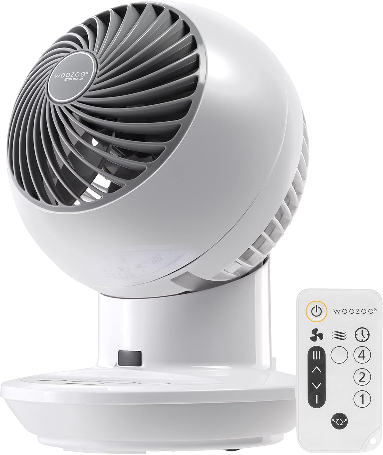 IRIS USA WOOZOO Air Circulator Fan with Remote, Oscillating, 5 Speeds, 82ft Max Air Distance, 90° Adjustable Tilt, 30db Quiet Motor, Small Fan for Bedroom, Office, Dorm, White