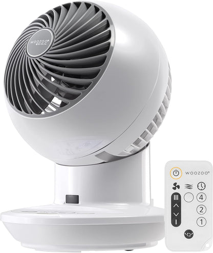 IRIS USA WOOZOO Air Circulator Fan with Remote, Oscillating, 5 Speeds, 82ft Max Air Distance, 90° Adjustable Tilt, 30db Quiet Motor, Small Fan for Bedroom, Office, Dorm, White