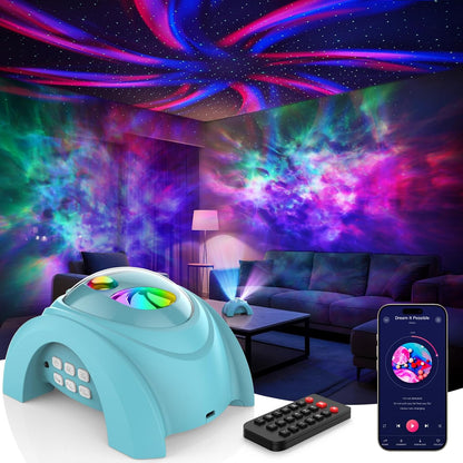 Rossetta Dual Lens Galaxy Projector, Star Projector for Bedroom with 58 Light Effects, Night Light Projector with White Noise & Bluetooth Speaker, Remote Timer, Room Decor Gift for Kids Adults Teens