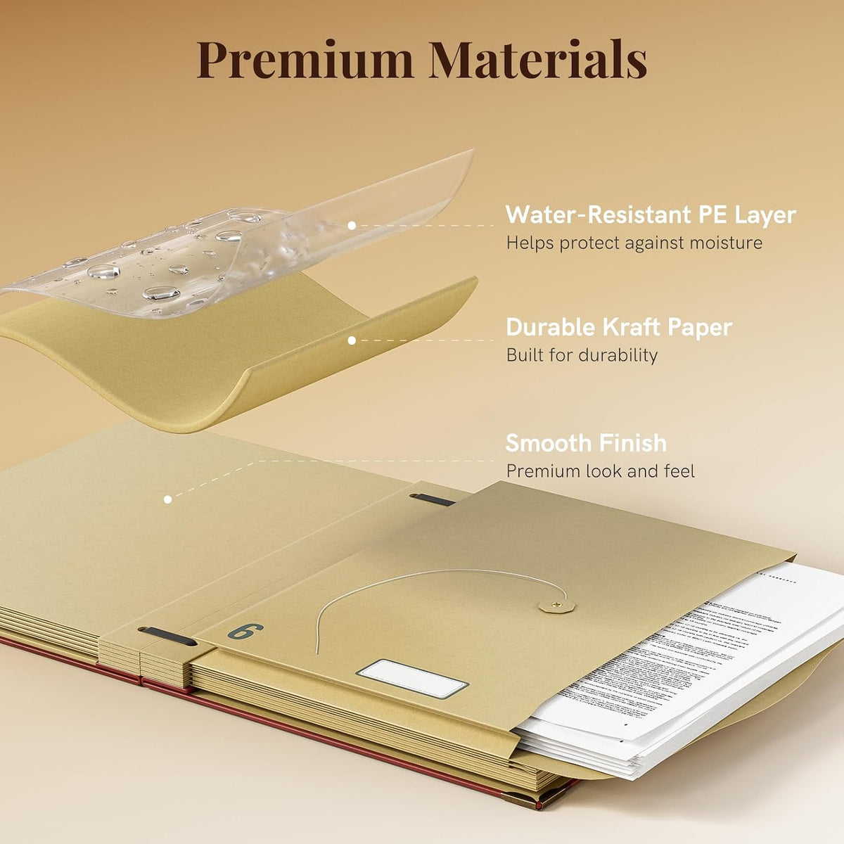 ABC life Important Document Organizer, Spine-Free Design with 14 Pockets