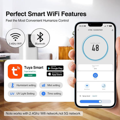 8L/2.1 Gal Smart Humidifier Large Room, Top Fill Cool Mist Humidifiers for Bedroom with App & Remote Control, Night Light, 24H Timer, Aroma Box & 360° Nozzles, Humidifier for Home, Office & Plants
