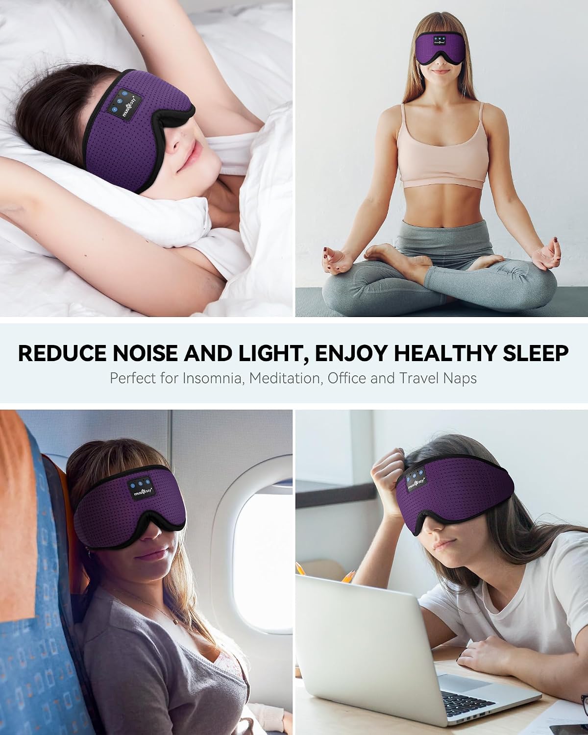 MUSICOZY Sleep Headphones, Bluetooth 5.4 Sleep Mask Headband Headphones Sleeping Eye Mask, Wireless Music Earbuds Earphones with HD Stereo Speakers for Side Sleepers, Cool Gadgets Unique Gift