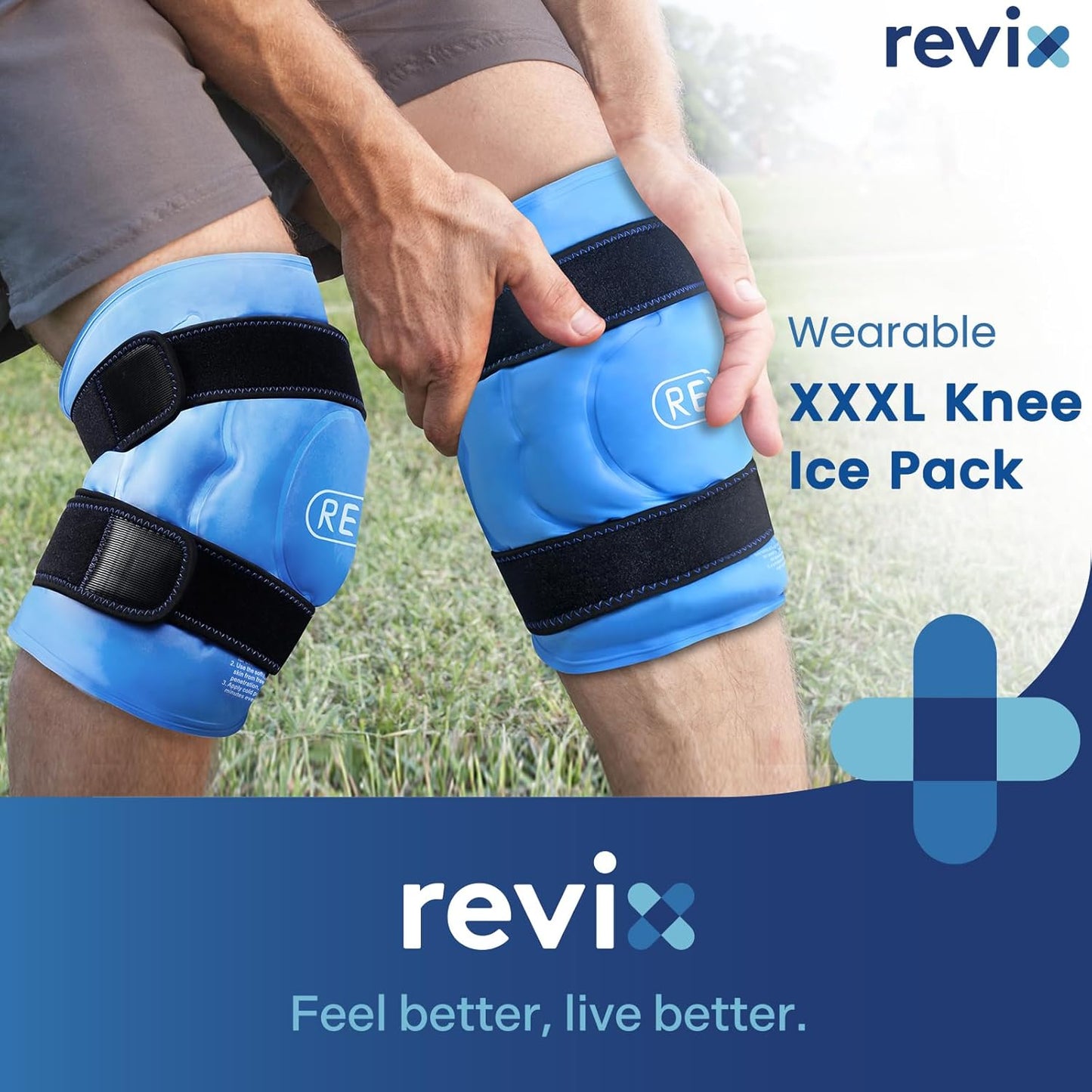 REVIX 20‘’ XXXL Knee Ice Pack Wrap Around Entire Knee, Extra Large Ice Pack for Knee Meniscus Tear and Arthritis, Cold Compress Therapy, Reusable Ice Wraps for Back, Shoulder, Post-Workout Recovery