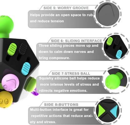 Fidget Dodecagon-12 Sided Fidget Toy Stress Relief Cube for Children and Adults, Silent Compact Classroom Gifts Stocking Stuffers for Teen Boys, Kids(B3 Blue Sky)
