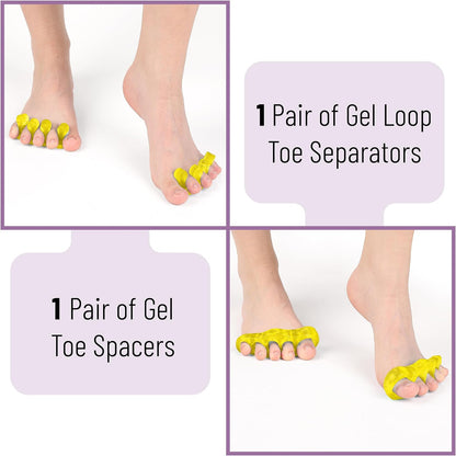 DR. JK- ToePal Gel Toe Separator, 2 Pairs, Toe Spacers, Toe Straightener, Hammer Toe Straightener, Toe Spreader, Toe Stretcher, Toe Corrector for Women and Men, Bunion Corrector