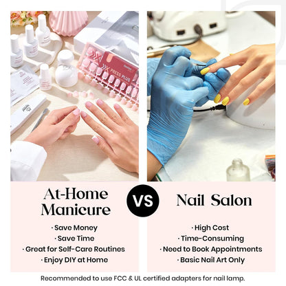 Beetles Press On Nail Kit-Short Square French Tip Press On Nails, 150Pcs Pink French Nail Tips with Nail Glue & Remover Builder Top Coat Nail Lamp, All-in-One DIY Fake Nails Gift for Women