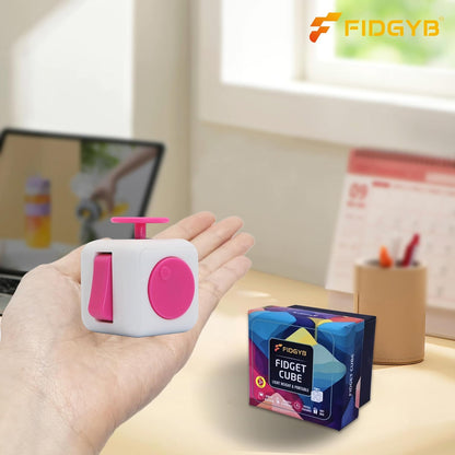 Cube Fidget Stress Relief Toy for Adults & Kids, Smooth, Quiet Sensory Toy for Anxiety, Focus & ADHD Idea[WHI_Pink]