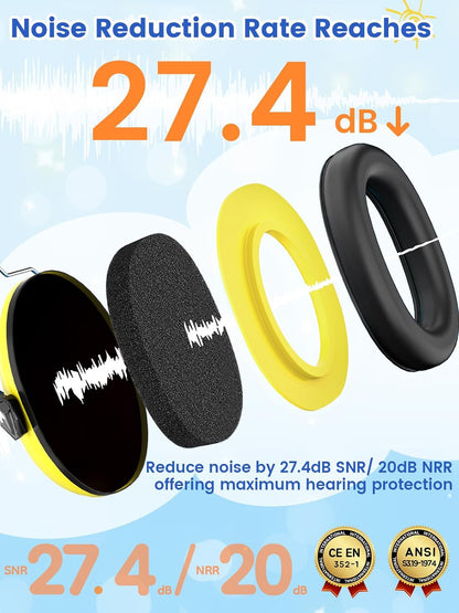 Dr.meter Ear Muffs for Noise Reduction: 27.4SNR Noise Cancelling Headphones for Kids Adults, EM100 Adjustable Hearing Protection Earmuffs for Monster Jam, Autism Sensory, Concerts, Fireworks