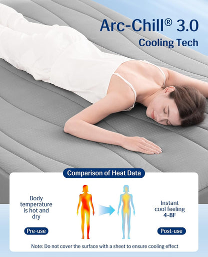 Elegear Cooling Mattress Pad King, Upgraded Arc-Chill® 3.0 + PCM Cooling, Stay Cool All Night, Breathable & Soft, Deep Pocket 18", Washable Mattress Protector for Hot Sleepers, Gray