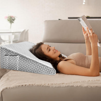 Wedge Pillow for Sleeping, 7.5" Memory Foam Bed Wedge Pillow