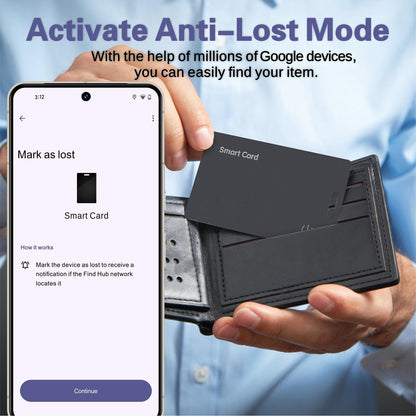 Reyke Android Wallet Tracker Card, Works with Google Find Hub, Rechargeable