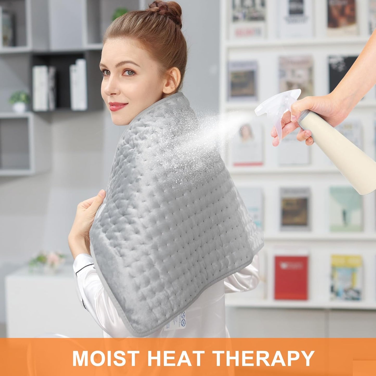 Deepsoon Heating Pad,Electric Heating Pads for Back,Neck,Moist Heating Pad for Abdomen Shoulder Knee Legs,Dry/Moist Heat&Auto Shut Off,Fathers Day Dad Gifts for Men Birthday,Light Gray,24x12 Inch