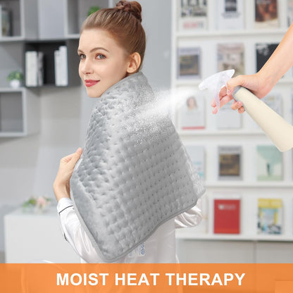 Deepsoon Heating Pad,Electric Heating Pads for Back,Neck,Moist Heating Pad for Abdomen Shoulder Knee Legs,Dry/Moist Heat&Auto Shut Off,Fathers Day Dad Gifts for Men Birthday,Light Gray,24x12 Inch