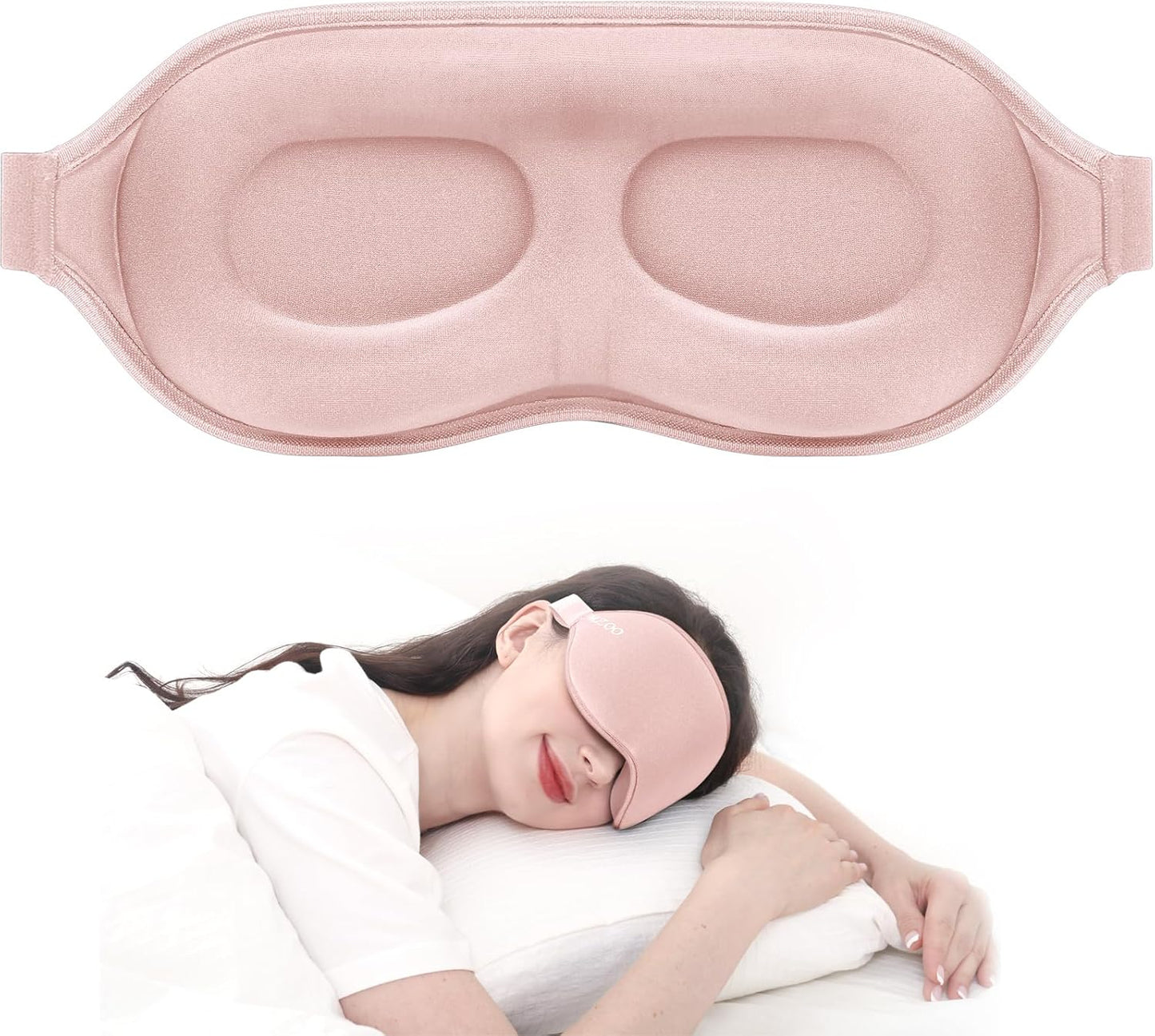 MZOO Luxury Sleep Eye Mask for Side Sleeper Men Women, Zero Eye Pressure 3D Sleeping Mask, Light Blocking Patented Design Night Blindfold, Soft Eye Shade Cover for Travel, Black