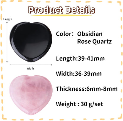 YATOJUZI Thumb Worry Stones for Anxiety Stress Relief Items Healing Crystals Natural Amethyst Rose Quartz Crystal Palm Pocket Stone Gemstones Meditation Reiki Spiritual Gifts for Women Men 2PCS