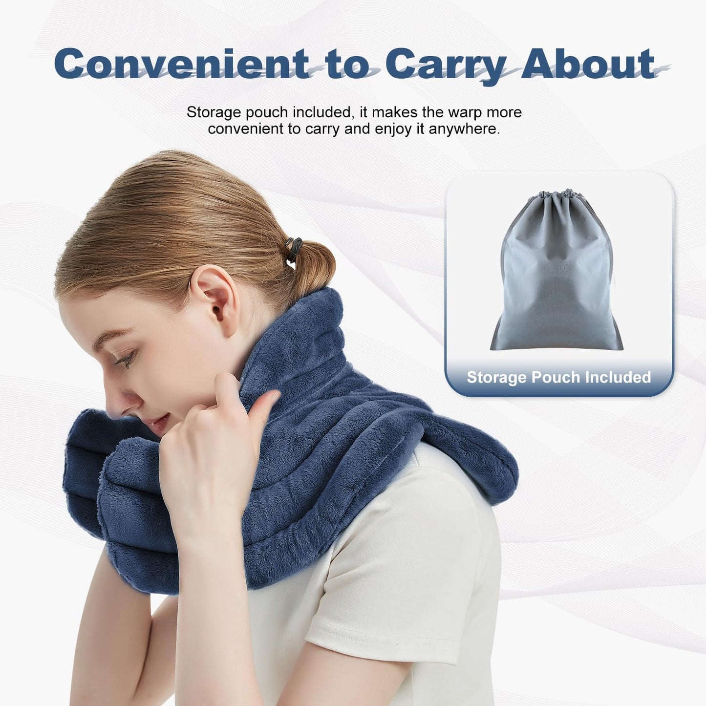 MORLIDEN Neck Heating Pad Microwavable for Shoulders, Warmer Wrap Microwave Heating Pad for Neck and Shoulders for Pain Relief (Navy Blue)