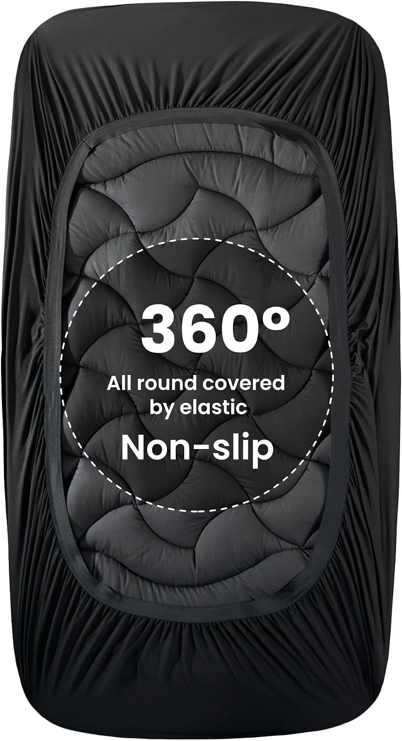 SLEEP ZONE Cooling Queen Mattress Topper, Premium Zoned Cool Mattress Pad Cover, Padded Mattress Protector Breathable Washable, Deep Pocket 8-21" (Grey, Queen)