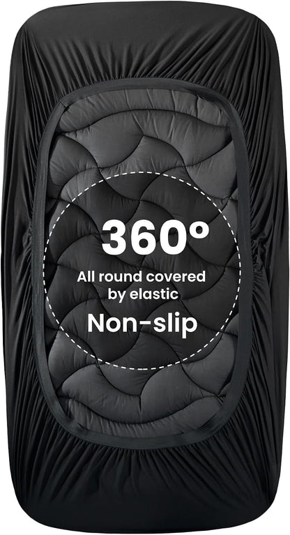 SLEEP ZONE Cooling Queen Mattress Topper, Premium Zoned Cool Mattress Pad Cover, Padded Mattress Protector Breathable Washable, Deep Pocket 8-21" (Grey, Queen)