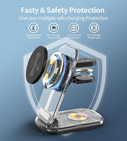 Mukiya 3 in 1 Magnetic Wireless Charging Station for Apple Devices