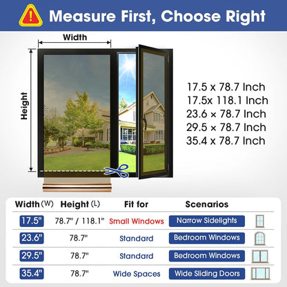 Coavas One Way Privacy Window Film, Heat Control Window Tint for Home, Sun Blocking Reflective Window Film See Out Not in, Anti UV Static Cling for Windows Office Door (Black, 17.5 Inch X 6.5 Feet)