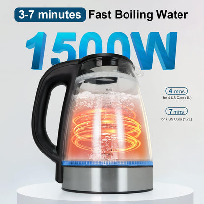 Cool Touch Electric Kettle with 6 Temp Presets for Tea/Coffee