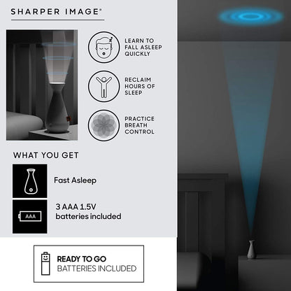 SHARPER IMAGE Fast Asleep Sleep Aid Device with Dimmable LED Light, Travel-Friendly Meditation and Relaxation Tool, Manage Stress and Get Relief, Unwind Before Bed with Breathing Techniques