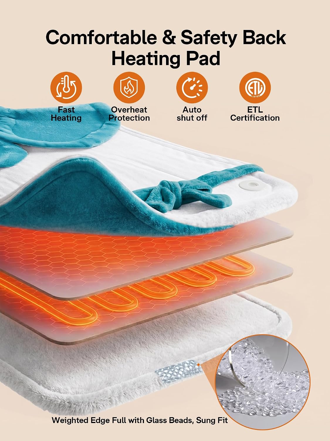 ALLJOY Heating Pad for Neck and Shoulders and Back Pain Relief