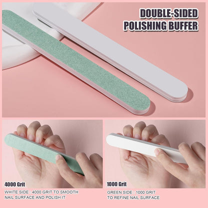 FANDAMEI Nail Files and Buffers, 20PCS Nail File Kit. Rectangular Nail Buffer Block & 100/180 Grit 7 Way Nail File & Polishing Buffer. Nail Prep Kit. Professional Manicure Nail Tools