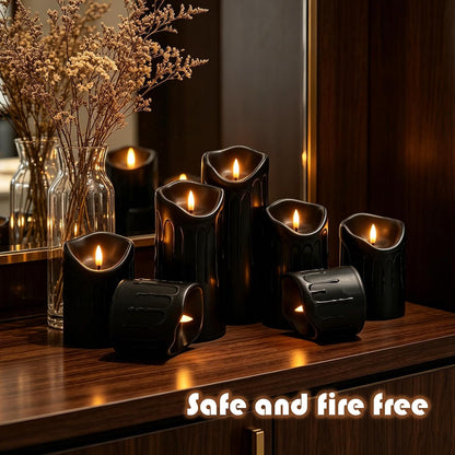 Nimiko Flameless Candles with Remote, Battery Operated Flickering Flameless Candles, LED Candles with Timer 2/4/6/8H, with Realistic LED Candles Set of 9 (D3 x H 3" 4" 5" 6" 7") (Ivory)