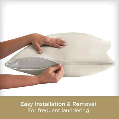 AllerEase Organically Grown Cotton Zippered Pillow Protector, Standard/Queen, 2 Pack