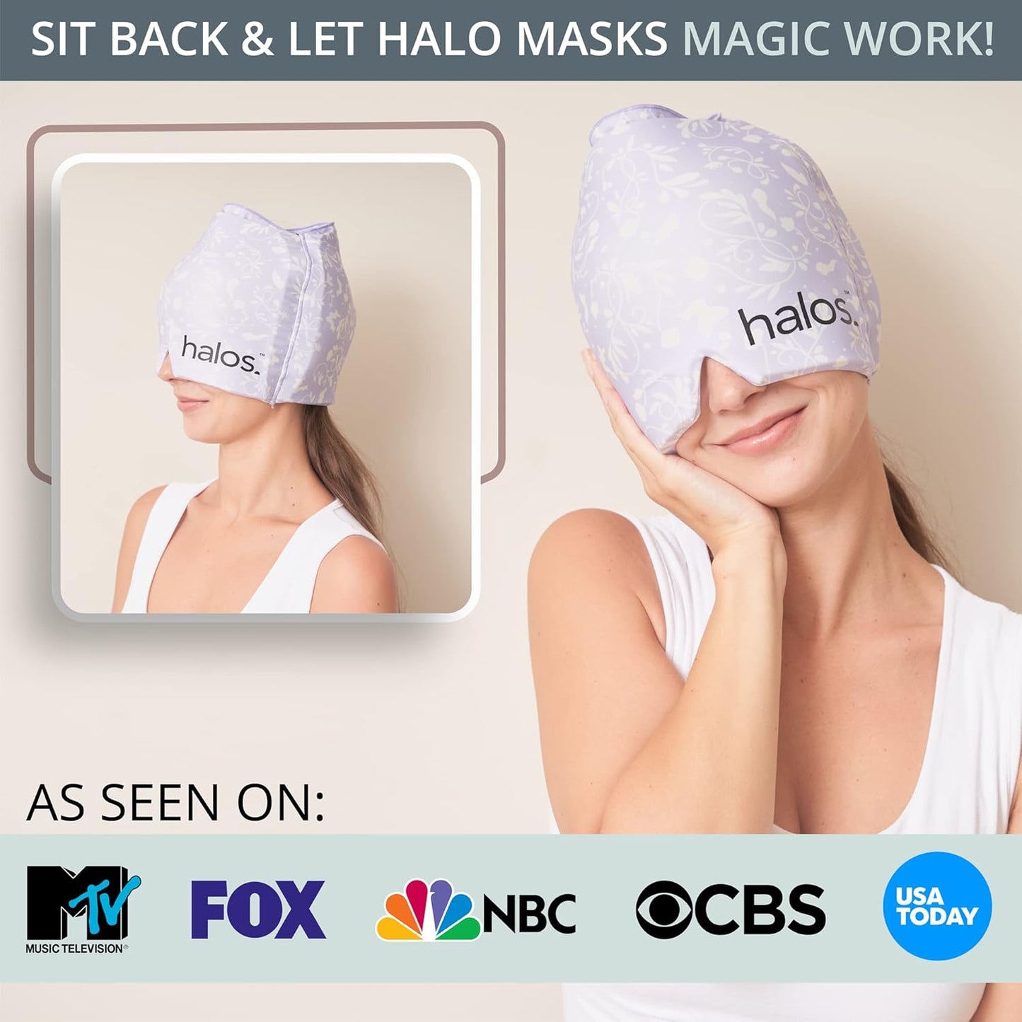 Myhalos® Migraine Relief Cap, Ice Hat for Migraines, Headache Relief Cap, 30% More Gel, Hot & Cold Therapy Head Ice Pack, Cooling Headache Hat, Tension Wrap, Hangover Cap, Ice Face Mask, FSA|HSA