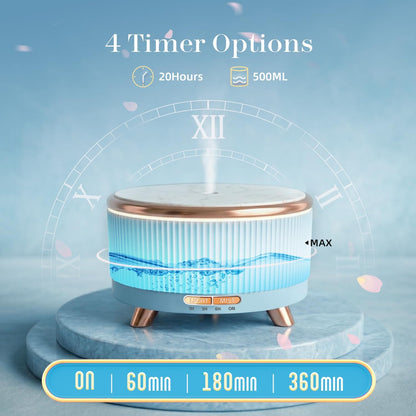20-Hour Long-Lasting Aromatherapy, 500ML Large Essential Oil Diffuser: Ultrasonic Cool Mist Humidifier with Remote Control, 7 Color Lights, Timer, Auto-Off for Home/Bedroom/Yoga (White)