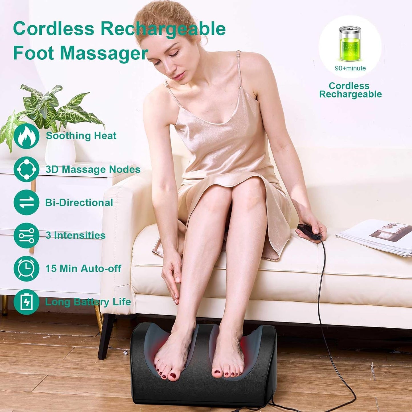 LINGTENG Shiatsu Foot Massager with Heat, FSA Eligible HSA Foot Massager for Foot Massage and Calf Massage, Foot and Calf Massager with Roller, Gifts for Mom & Dad, Fathers & Mothers Day Gifts