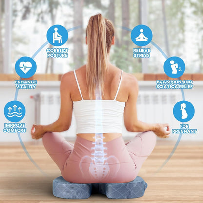 TushGuard Seat Cushion - Memory Foam Sitting Pillow for Office Chair, Car Seat, Airplane, Bleacher - Sciatica & Hip & Coccyx Pain Relief Desk Chair Cushion for Long Sitting Office Workers, Car Drivers