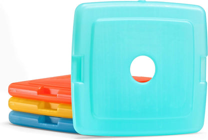 Cool Coolers by Fit + Fresh, 4 Pack Slim Ice Packs, Space Saving Reusable Ice Packs for Lunch Boxes or Coolers