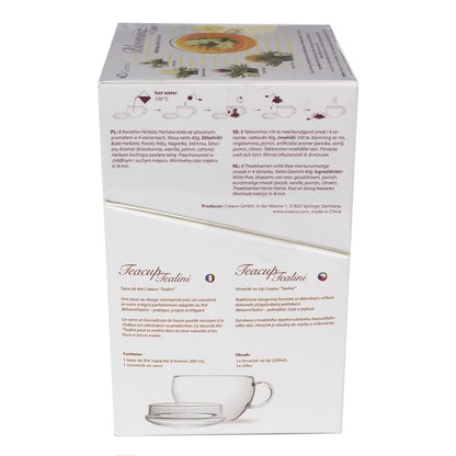 Creano Blooming Tea Gift Set with Glass Teapot 17oz (500ml) - Green Tea Fruity Flavoured Tea Flowers in 6 Varieties - Flowering Tea Gift for Easter
