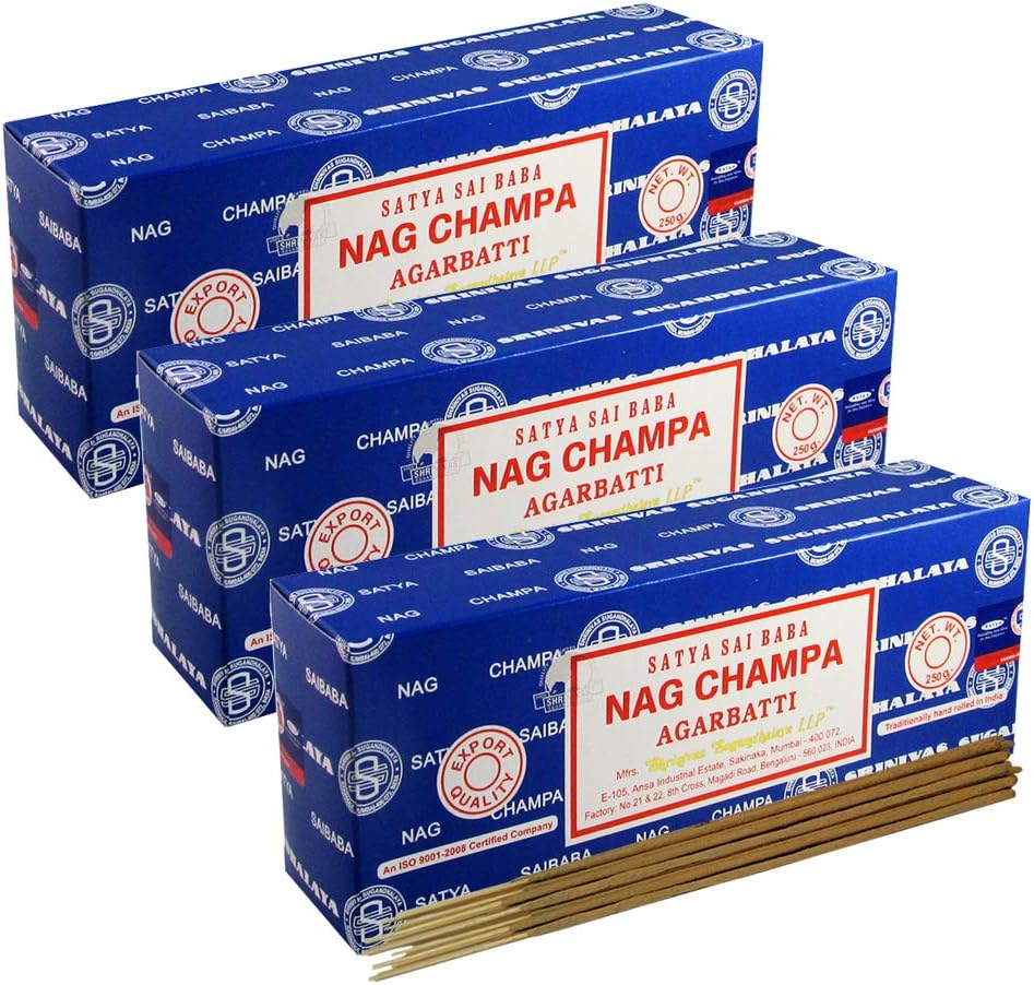 TRUMIRI Incense Stick Holder Bundle with Satya Sai Baba Nagchampa 250g Bulk Incense Sticks Nag Champa Agarbatti - Pack of 1 (Approx 250 Insence-Sticks)
