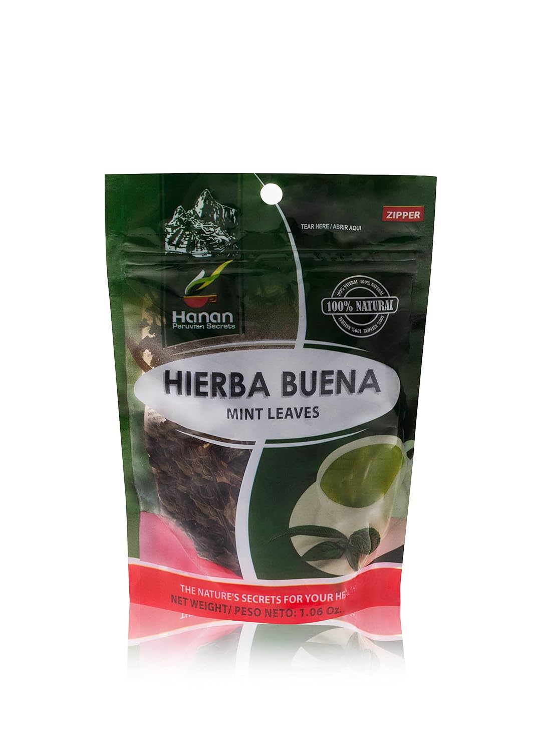 Hanan Peruvian Secrets Hierba Buena|100% Natural Spearmint|1.06oz / 30g|Naturally Aids in Fighting Digestive Disorders, Abdominal Cramps|Promotes Healthy Digestion