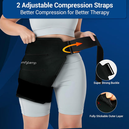 Comfytemp Hip Ice Pack Wrap for Sciatica Pain Relief, Hip Replacement Kit After Surgery, Reusable Gel Ice Pack for Injuries, Hot Cold Compress Recovery Items Physical Therapy for Men Women (L/XL/2XL)