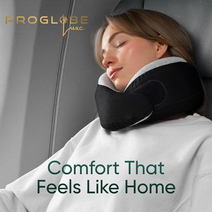 Proglobe Travel Neck Pillow for Airplanes, Long Haul Flight Kit, Grey