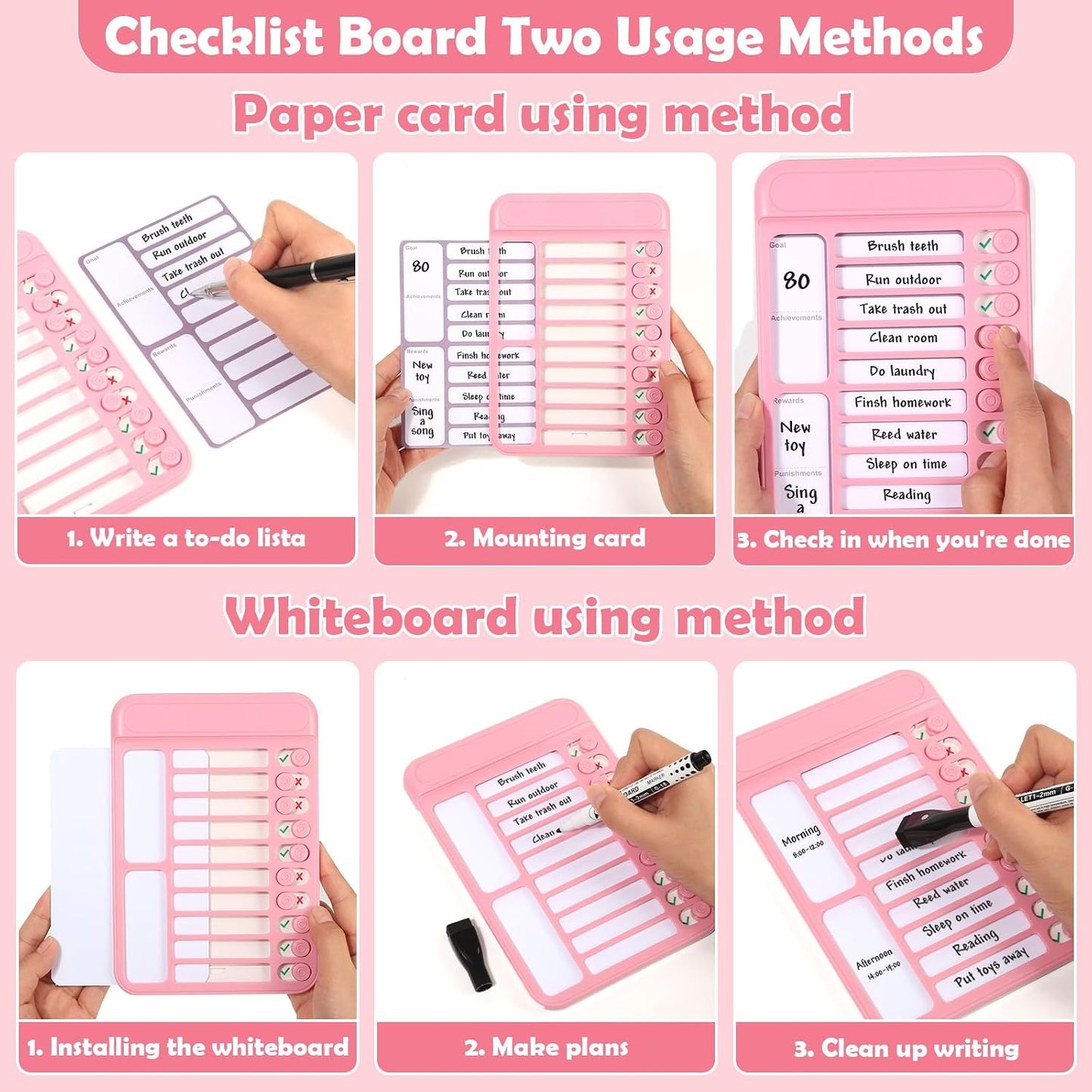 Dry Erase Chore Chart for Kids to Do List Magnetic Checklist Board Reusable RV Daily Routine Schedule Planning Boards with Blank Checklist Cardstock for Habit Tracker or Daily and Weekly Planner